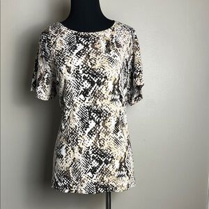 JM Collection Black and Cream Patterned Blouse